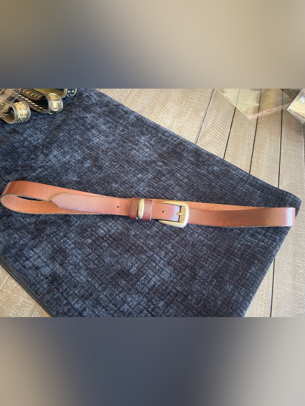 Levi's Brown Leather Belt with Brass-Tone Buckle